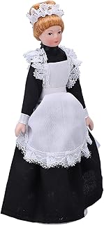 Tnfeeon Miniature Victorian Parlor Maid Doll Black Ceramic Doll Model Movable for Dollhouse Accessories