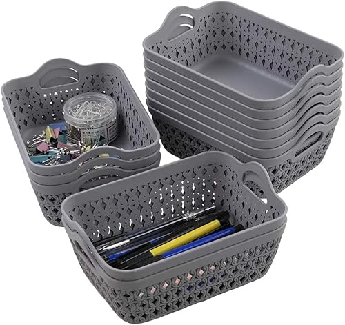 Ortodayes - Juego de 12 cestas de plástico, color gris