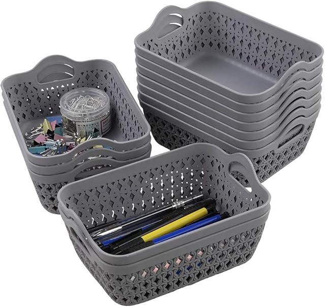 Ortodayes Small Baskets Set, Desktop Plastic Basket, 12 Pack Small Basket Tray