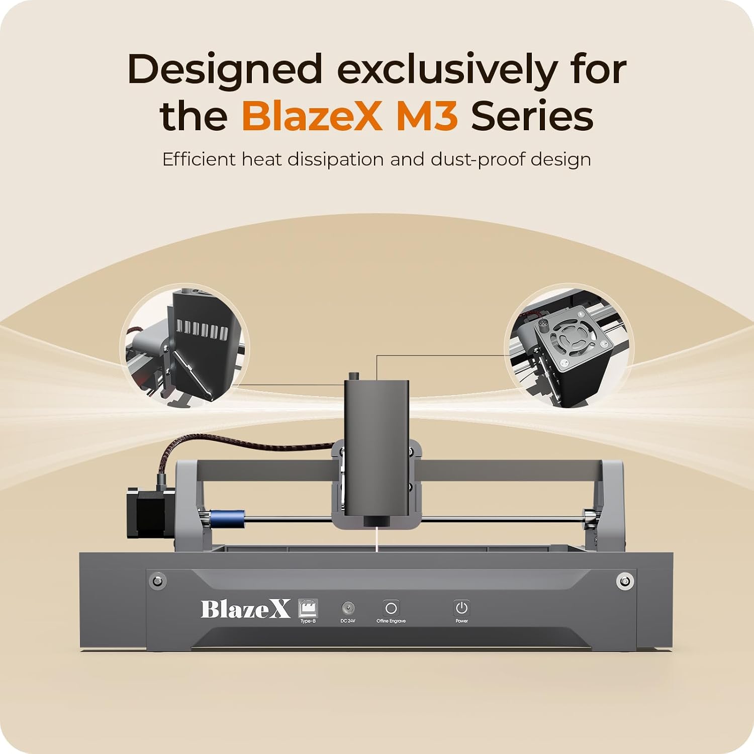 BlazeX 1064nm 1W Infrared Laser Head for M3 Series, Professional Metal & Plastic Engraving Module, Fiber-Like Precision for Gold, Silver, Copper, Jewelry and Highly Reflective Materials
