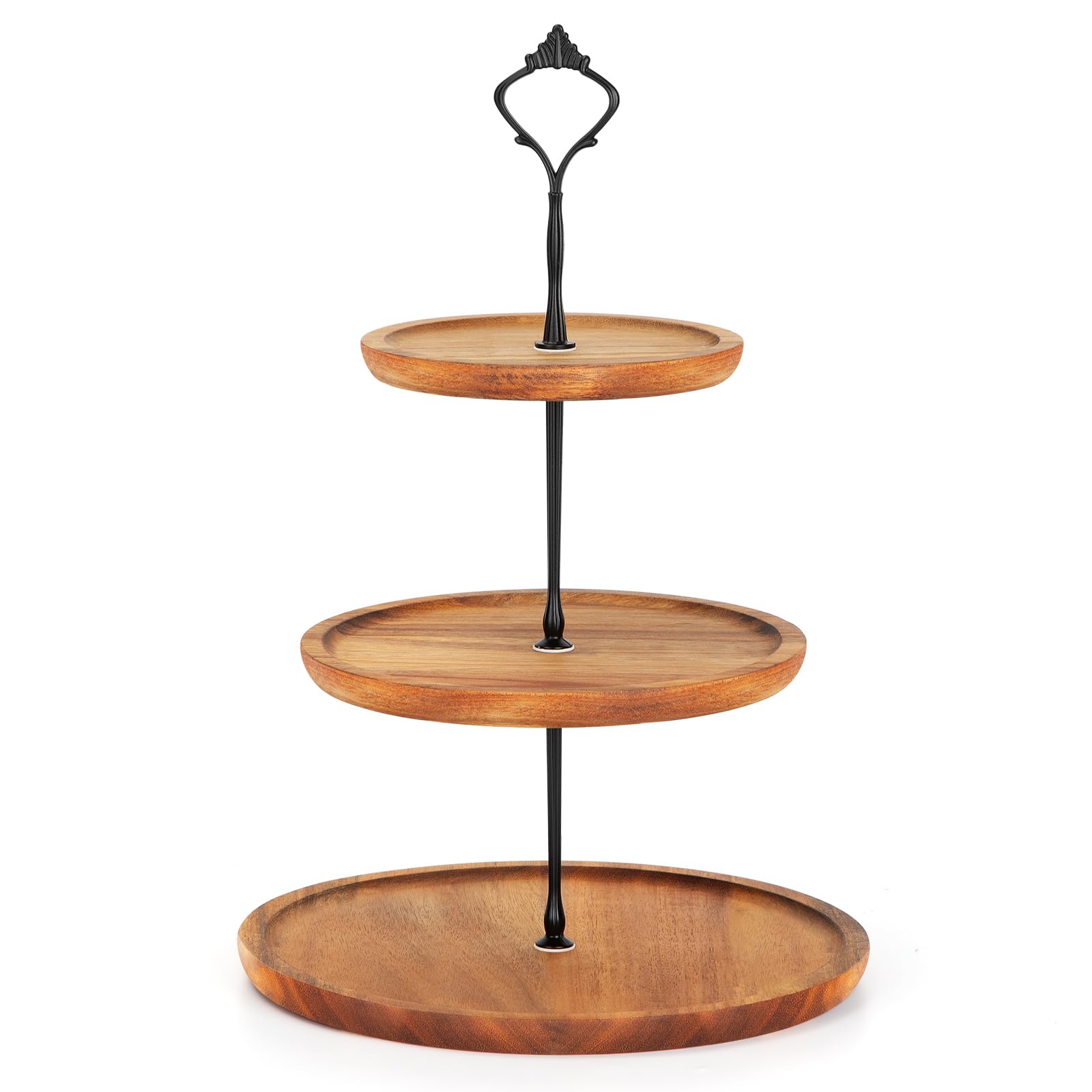 Etagere Tortenständer/Cupcake Ständer aus Holz 3 Etagen Groß | Kuchenplatte Kuchenständer Halter Servierständer mit Metallgriff, für Geburtstag Nachmittagstee Party Hochzeit