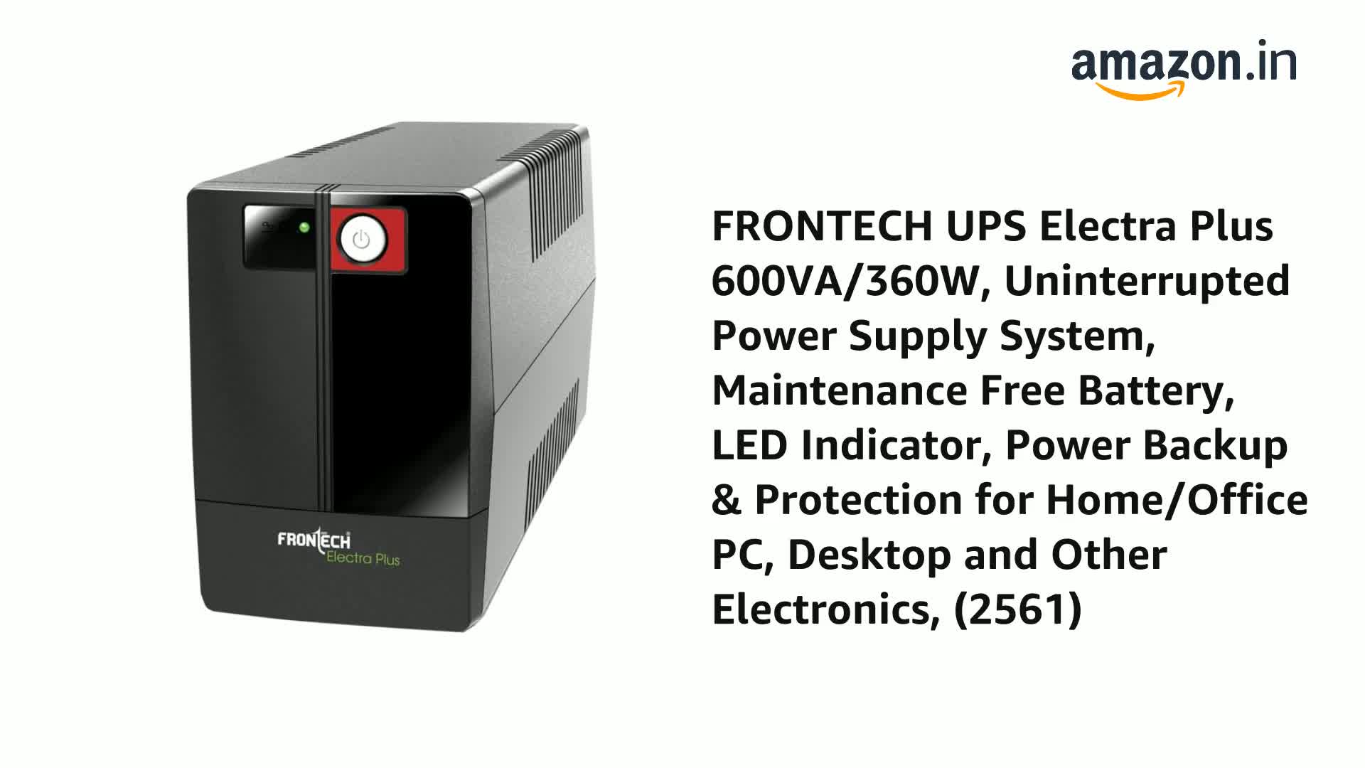 FRONTECH UPS Electra Plus 600VA/360W, Uninterrupted Power Supply