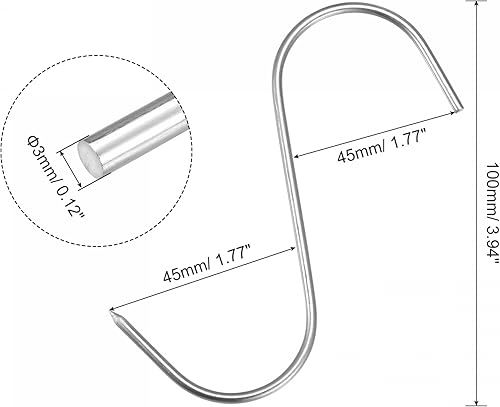 Miniatura 2 de uxcell Ganchos de carne de 3.94 pulgadas, gancho en S de acero inoxidable de 0.12 pulgadas de grosor para procesamiento de carne, pollo y pescado de