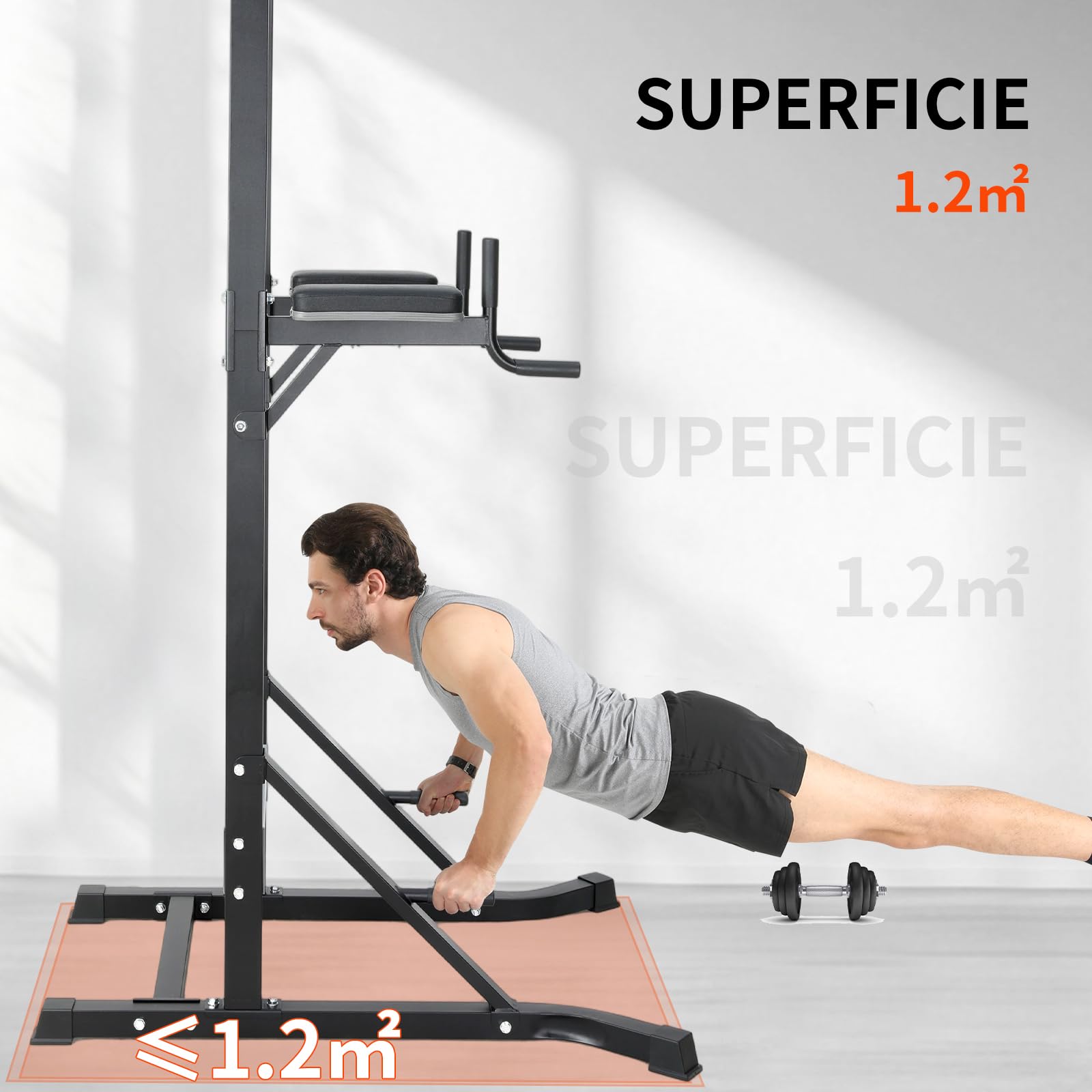 Chaise Romaine Station de Musculation Complet, Pull Bar Barre de Tractions sur Pieds, Barres de Traction Support d'Entraînement Dips Pull Up Fitness Power Tower, Barre Traction Stable Charge 150KG