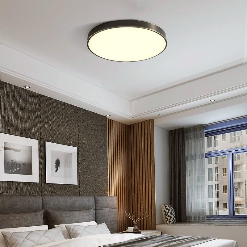 Plafonnier en cuivre moderne LED chic rond noir avec abat-jour acrylique - 4