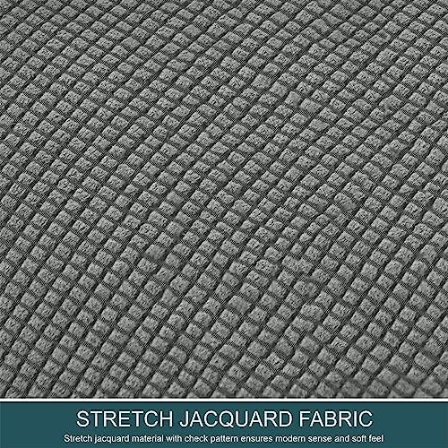 Funda elástica para sillón orejero extraíble que cubre otomana gris oscuro 7