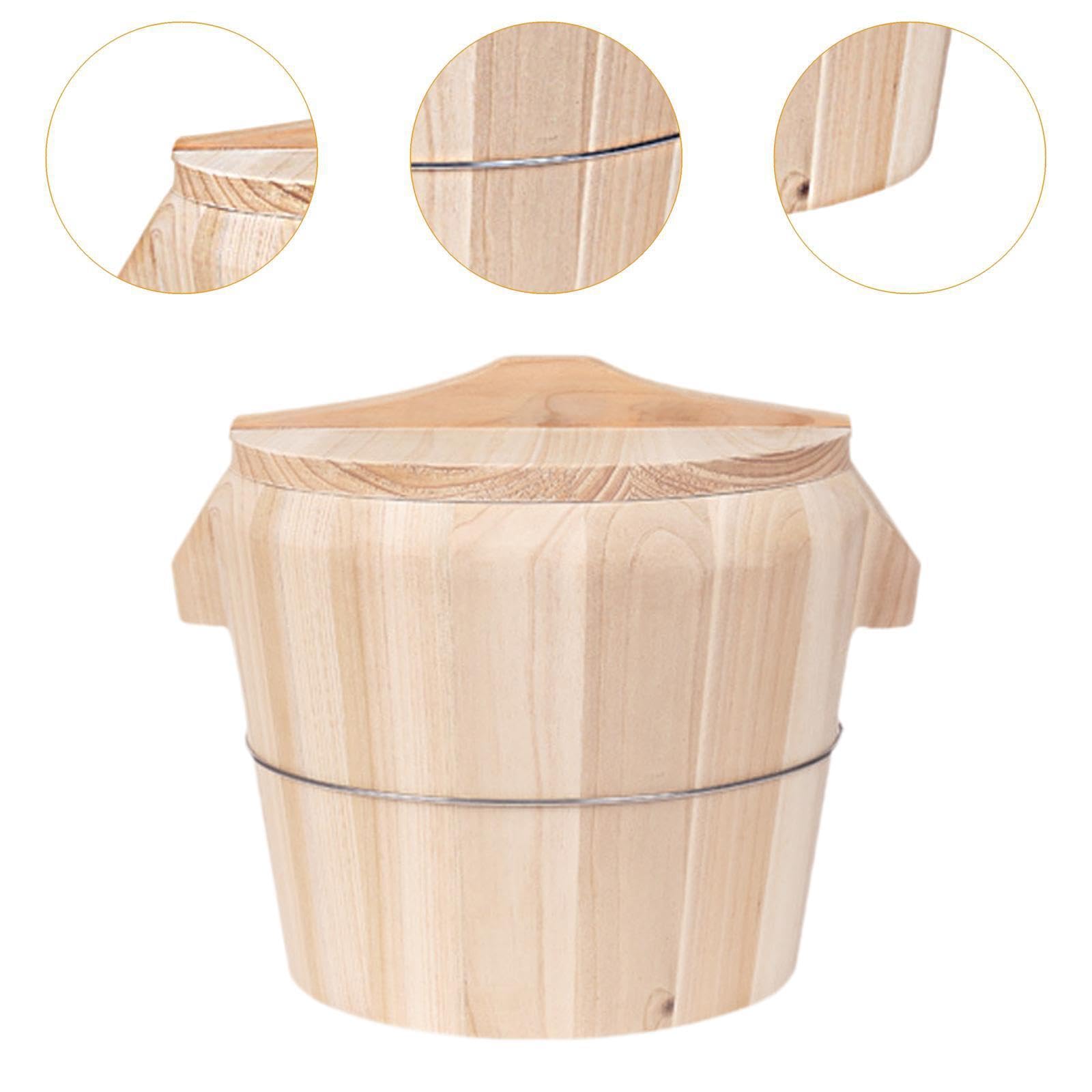 Reis-Eimer aus Holz – 27 cm großes Servierfass mit Deckel für gedämpften Reis, Tofu, Pudding und Sushi – unverzichtbares Küchenwerkzeug für perfektes Kochen