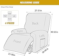 Vista 6 de Fundas elásticas para sillón reclinable, 4 piezas, funda de terciopelo ultra suave para silla reclinable, funda de sofá de un solo asiento, Beige