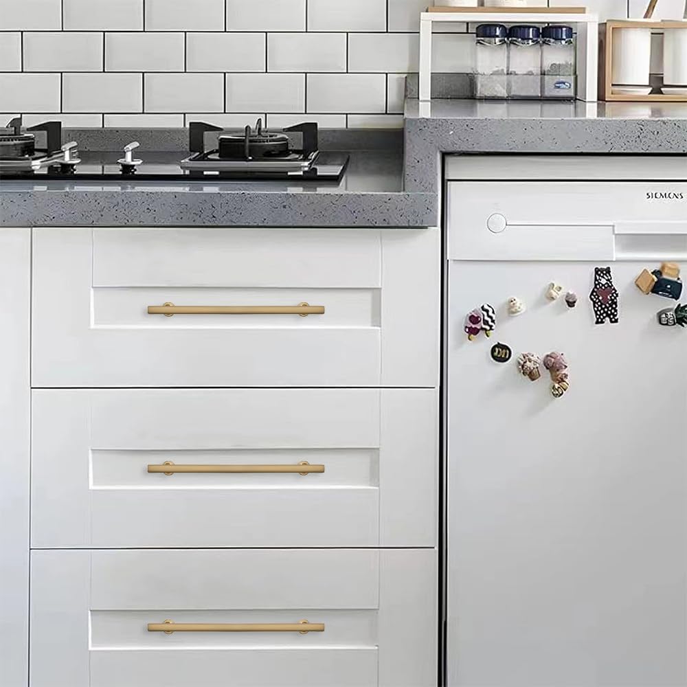 10 Pack Champagne Bronze 6 Inch Hole Center Cabinet Pulls Kitchen Cabinet Handles Solid Square Pulls for Kitchen Cabinet Door Handles Arch Dresser Handles for Cabinets and Drawers