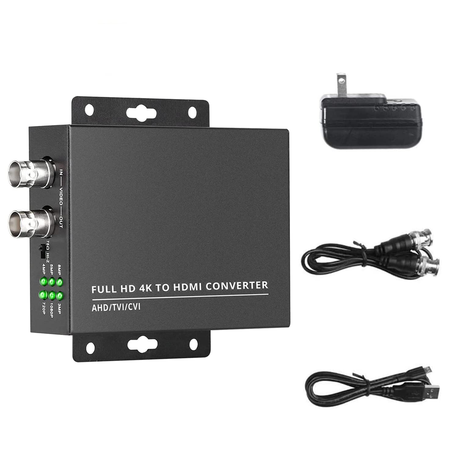 WANLUTECHTVI/CVI/AHD+CVBS to HDMI Converter,Full HD 4K 8MP/5MP/4MP/3MP/1080P/720P BNC to HDMI Converter Adapter for Monitor HDTV DVR