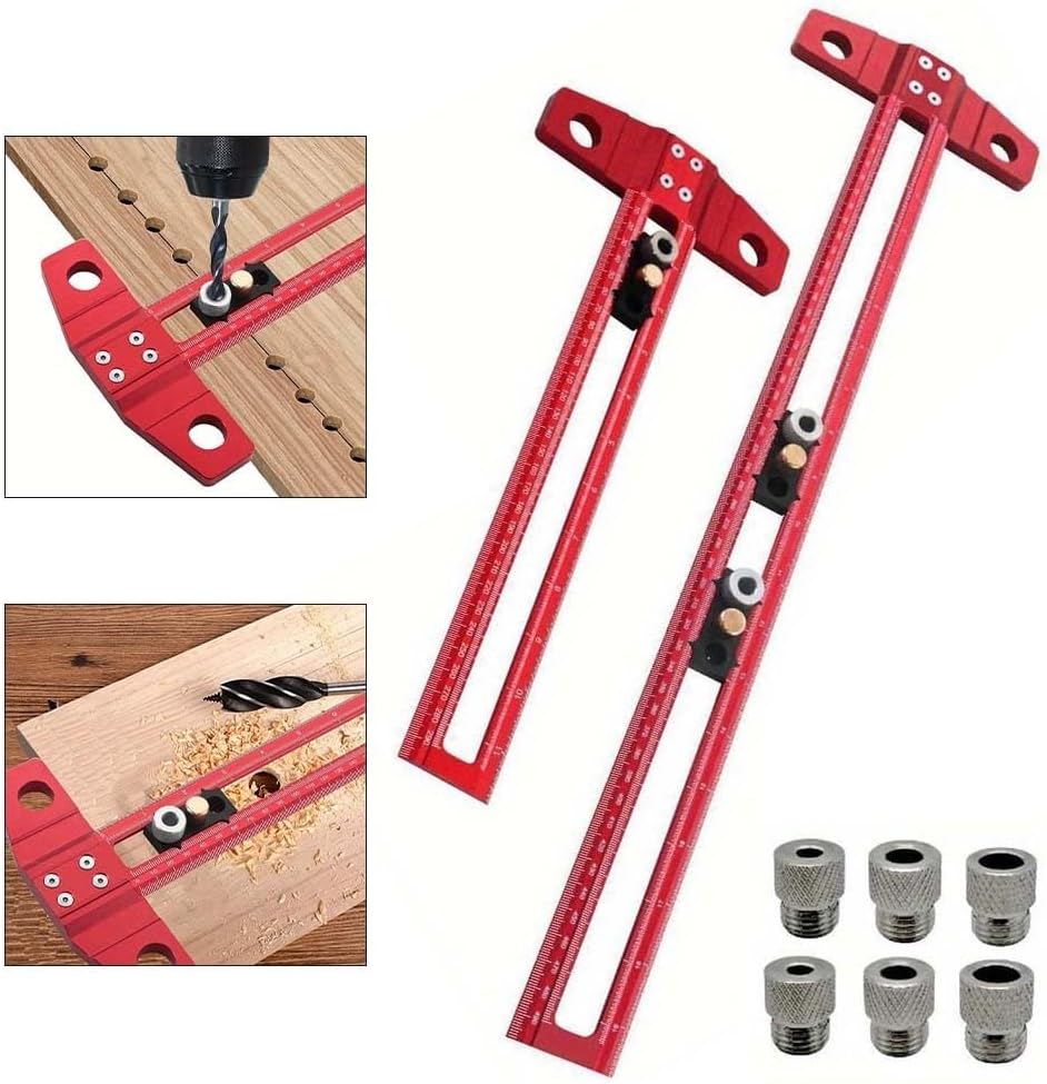 Adjustable Woodworking Scriber Marking Line Ruler, T Type Woodworking Scriber Ruler 90 Degree Line Gauge Scriber T-Square Ruler(500MM)
