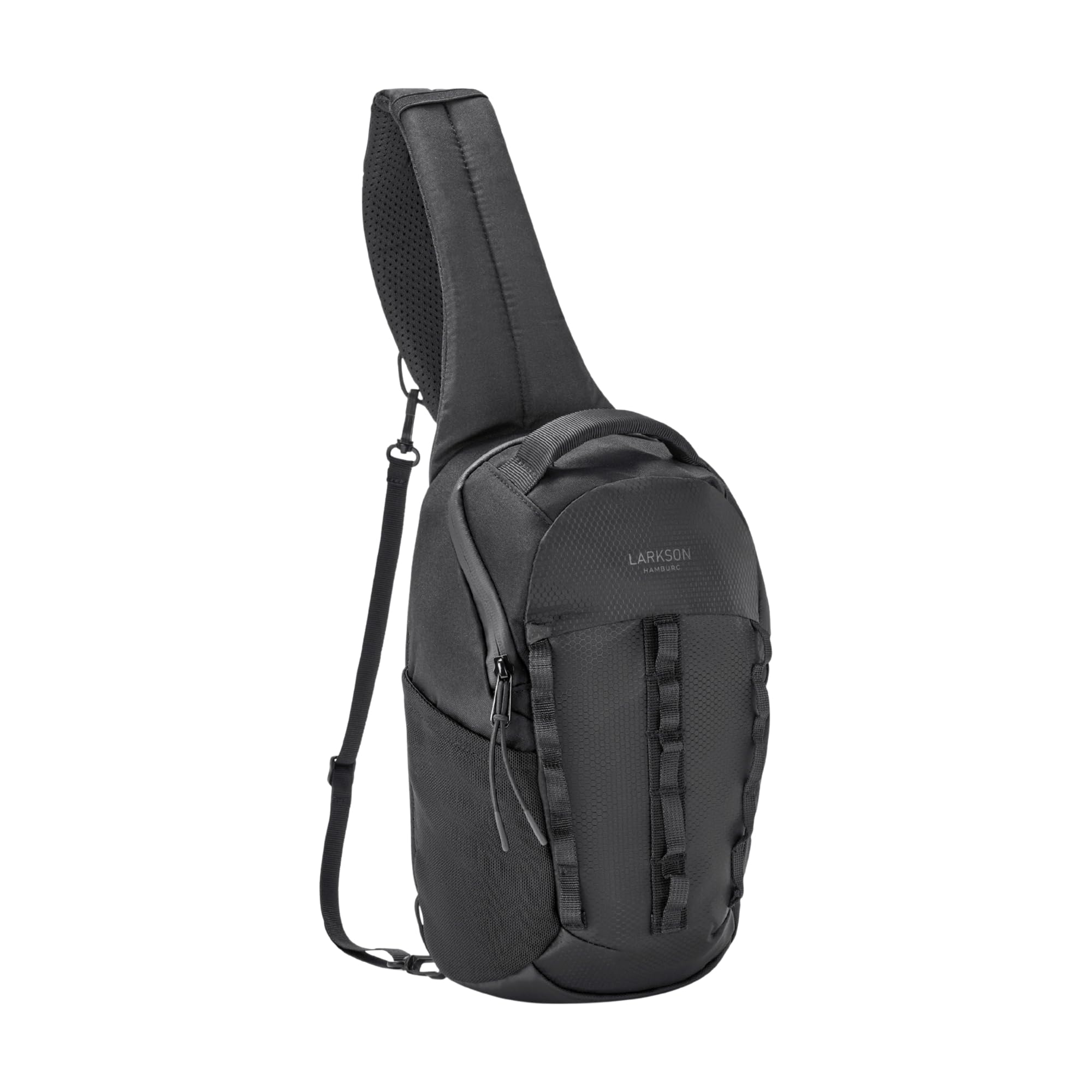LARKSON Sling Bag Herren & Damen Schwarz - Klint - Funktionale Crossbody Schultertasche für Wandern Outdoor Fahrrad - 4 Liter Volumen - Wasserabweisend & Wasserfester Reißverschluss