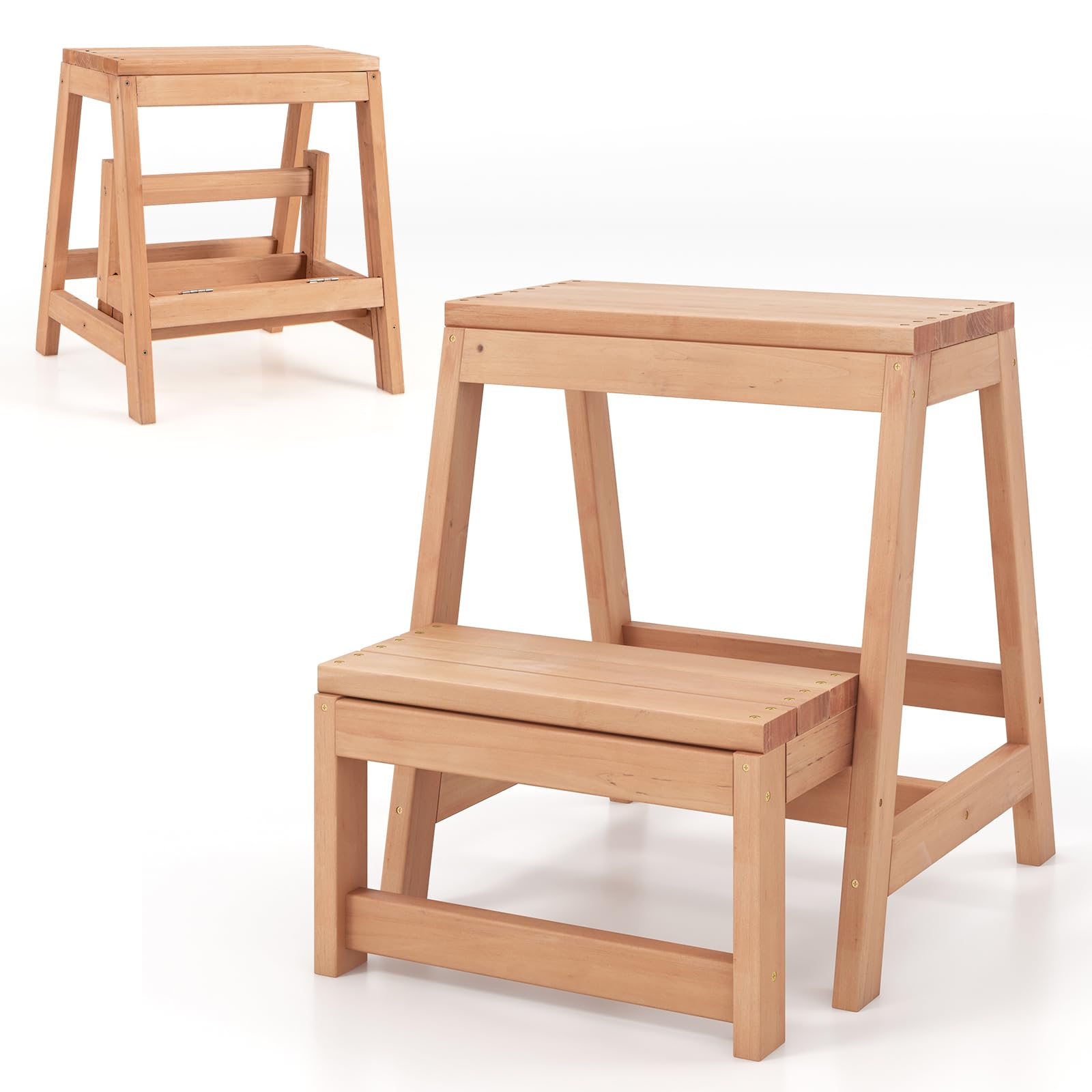 Amazon.com: Giantex Folding Step Stool, Wooden 2-Step Stool for