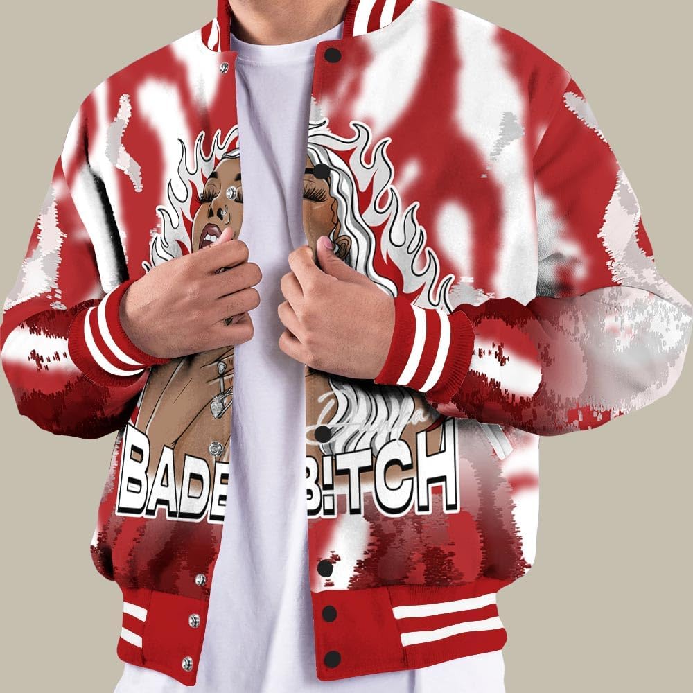 Dunkare Red Taxi 12s Baseball Jacket - Bad B!tch Burn Varsity Jacket Unisex New