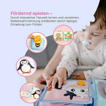 Jolly Designs – Small Bee - Mini Quiet Book – Montessori Toys from 6 months – Promote motor skills & sensors – Handmade felt book – Educational toys for toddlers – Busy Book for on the go