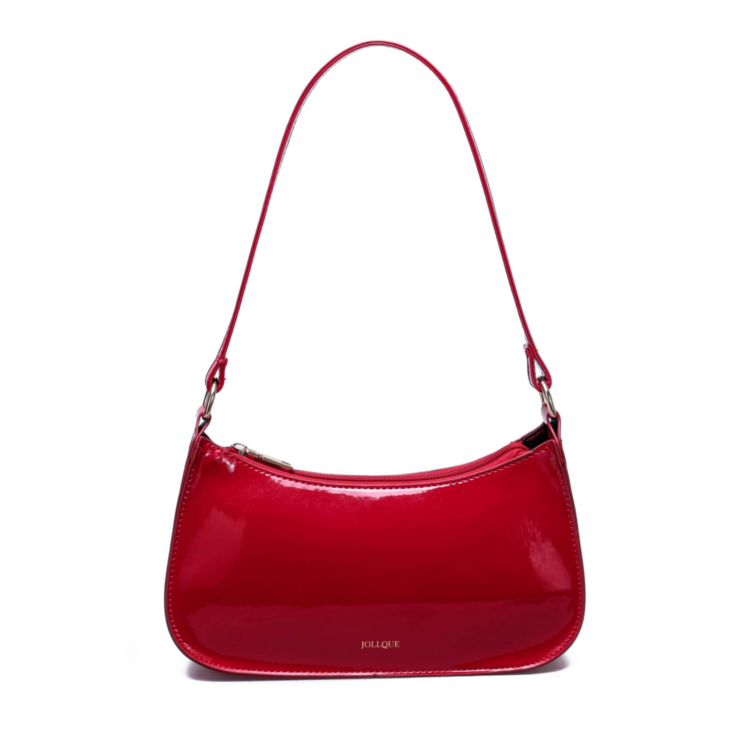 JOLLQUE Shoulder Bag for Women, Small Under the Arm Patent Leather Purses, Mini Clutch Y2k Jelly Handbag Crossbody Bags