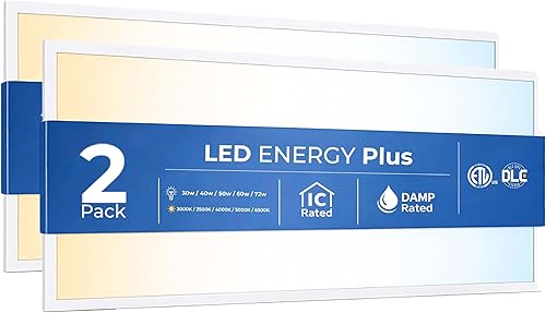 Panel plano de luz LED de 2x4 pies, 5 CCT 3K | 3.5K | 4K | 5K | 6.5K, 40-72W, luces de techo suspendido empotradas regulables,