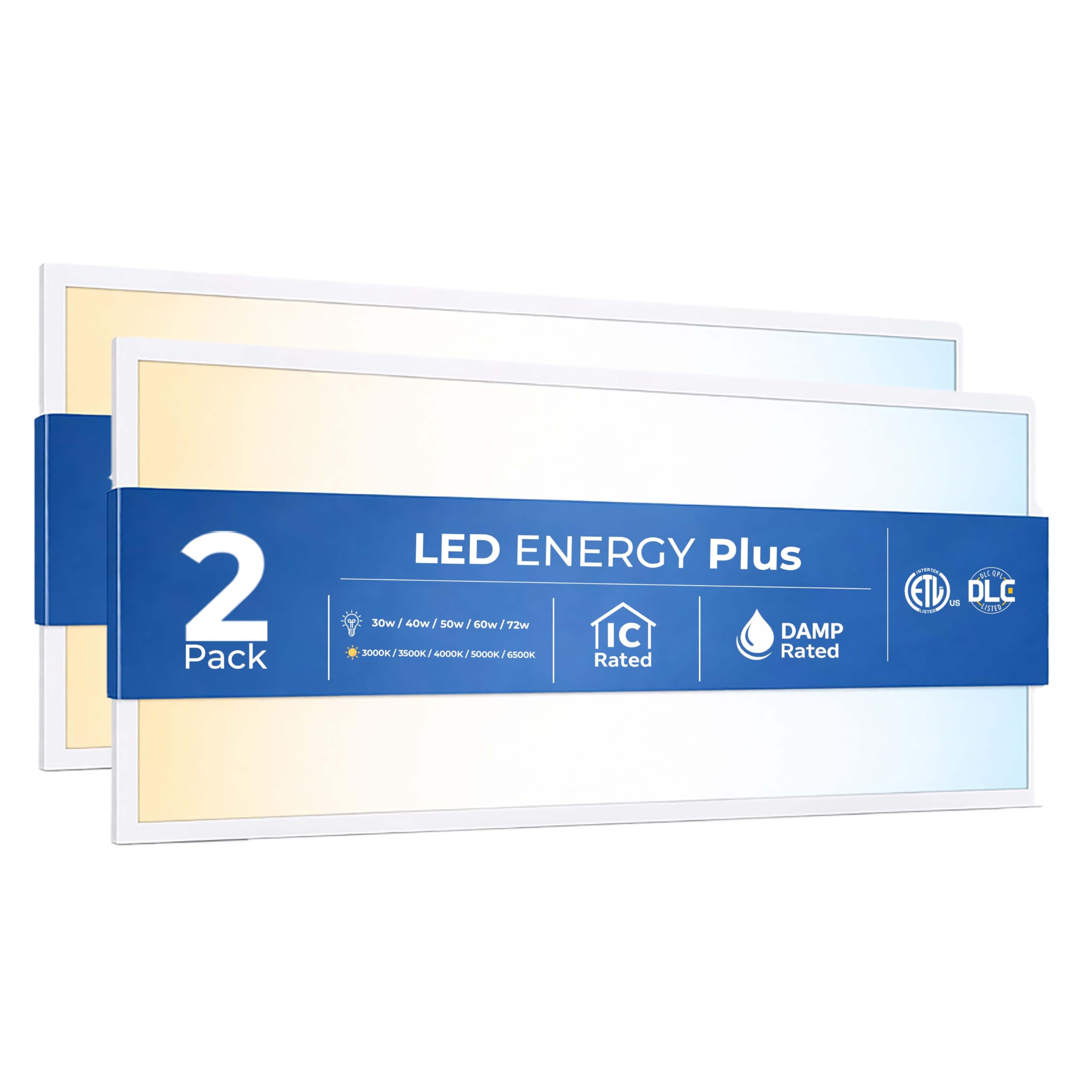 2 Pack 2x4 LED Flat Panel Light for Drop Ceiling, 9360lm
