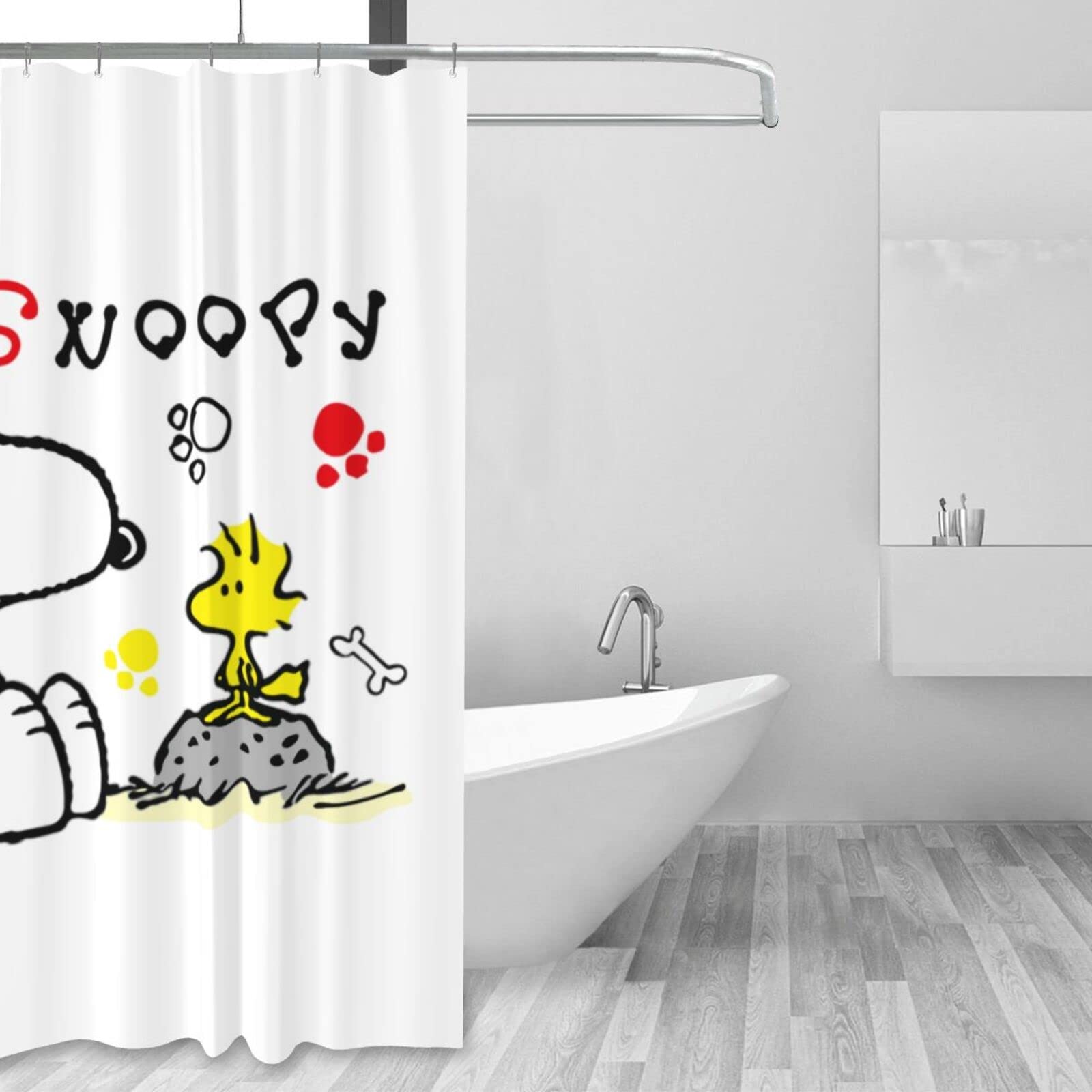 Amazon｜スヌーピー シャワーカーテン 防水 防カビ ユニットバス