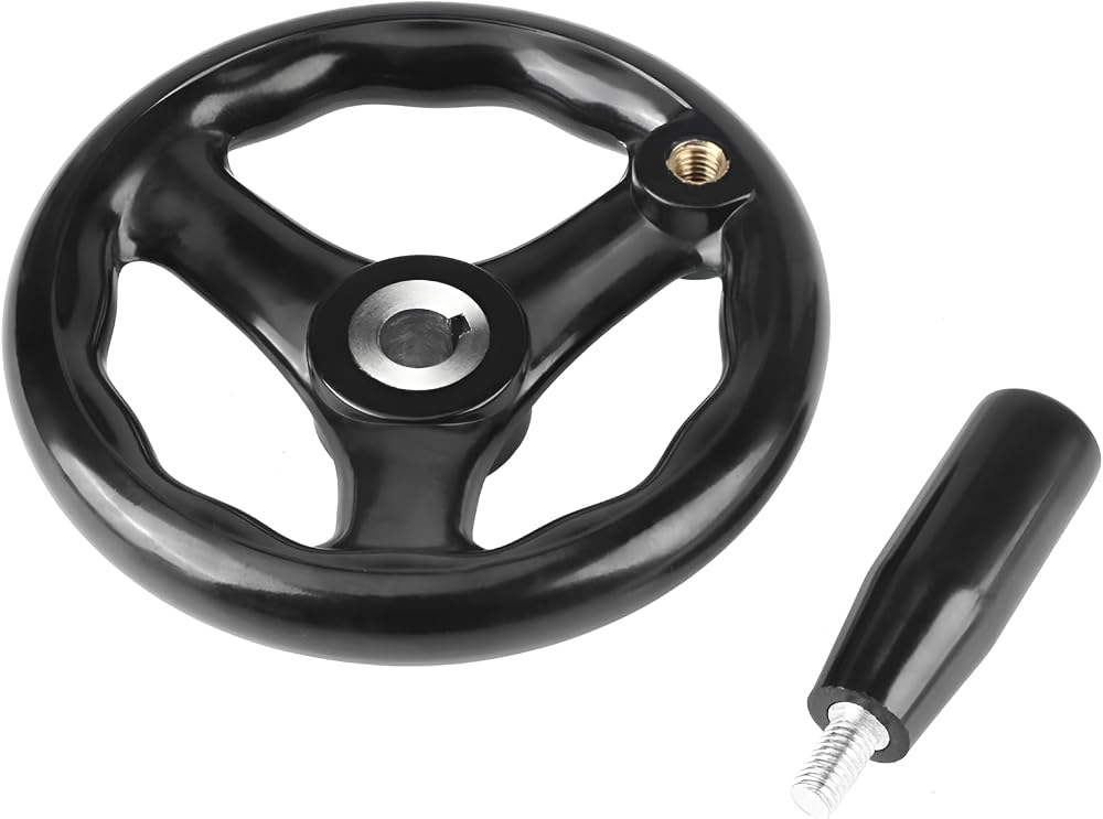 125mm Black 3-Spoke Hand Wheel, 12mm Bore for Lathe & Milling — 사진 1