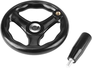 125mm Black 3-Spoke Hand Wheel, 12mm Bore for Lathe & Milling