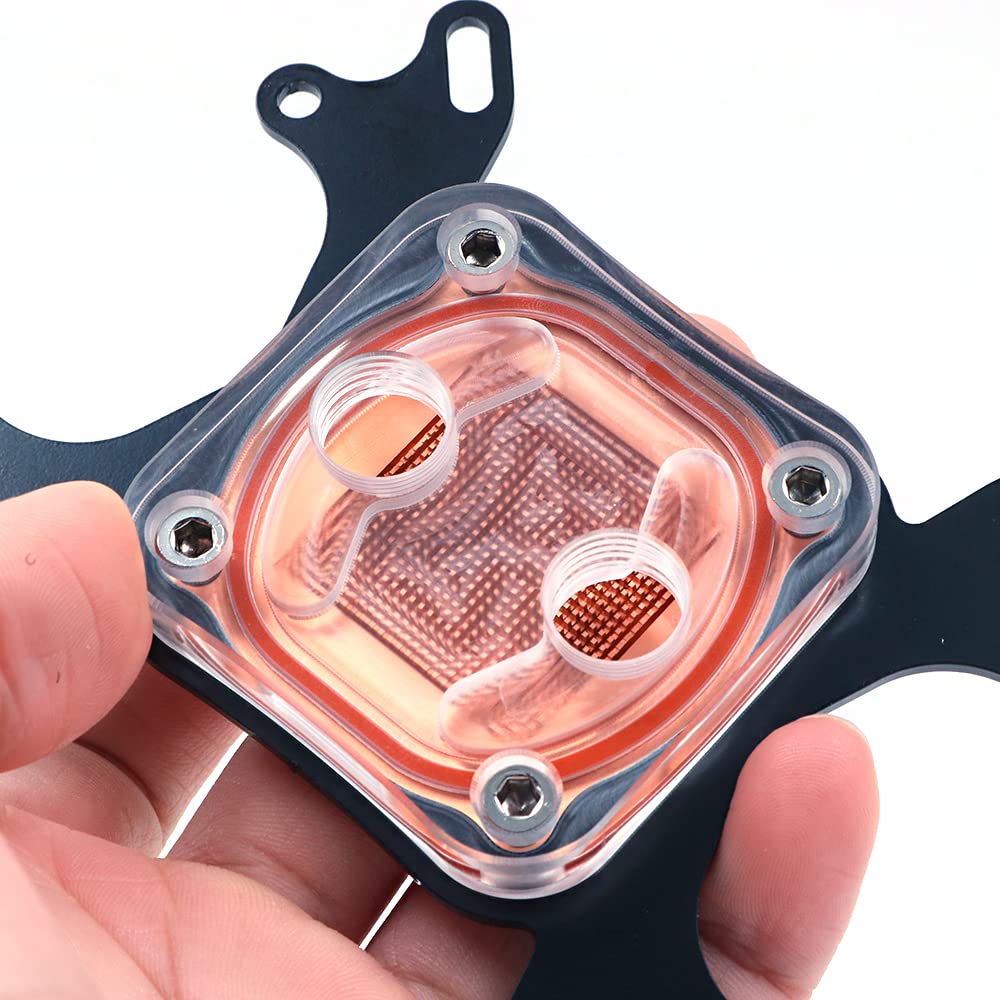 Enfriador de agua para CPU G1/4, base de cobre de 50 mm, bloque de agua universal para CPU, 5 x 5 x 3 cm, compatible con escritorio