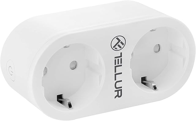 Tellurium TLL331061 Dual Plug, Smartphone App, Compatible with Alexa and Google Assistant, Power Indicator, 16A, 2400W WiFi Smart Power Socket