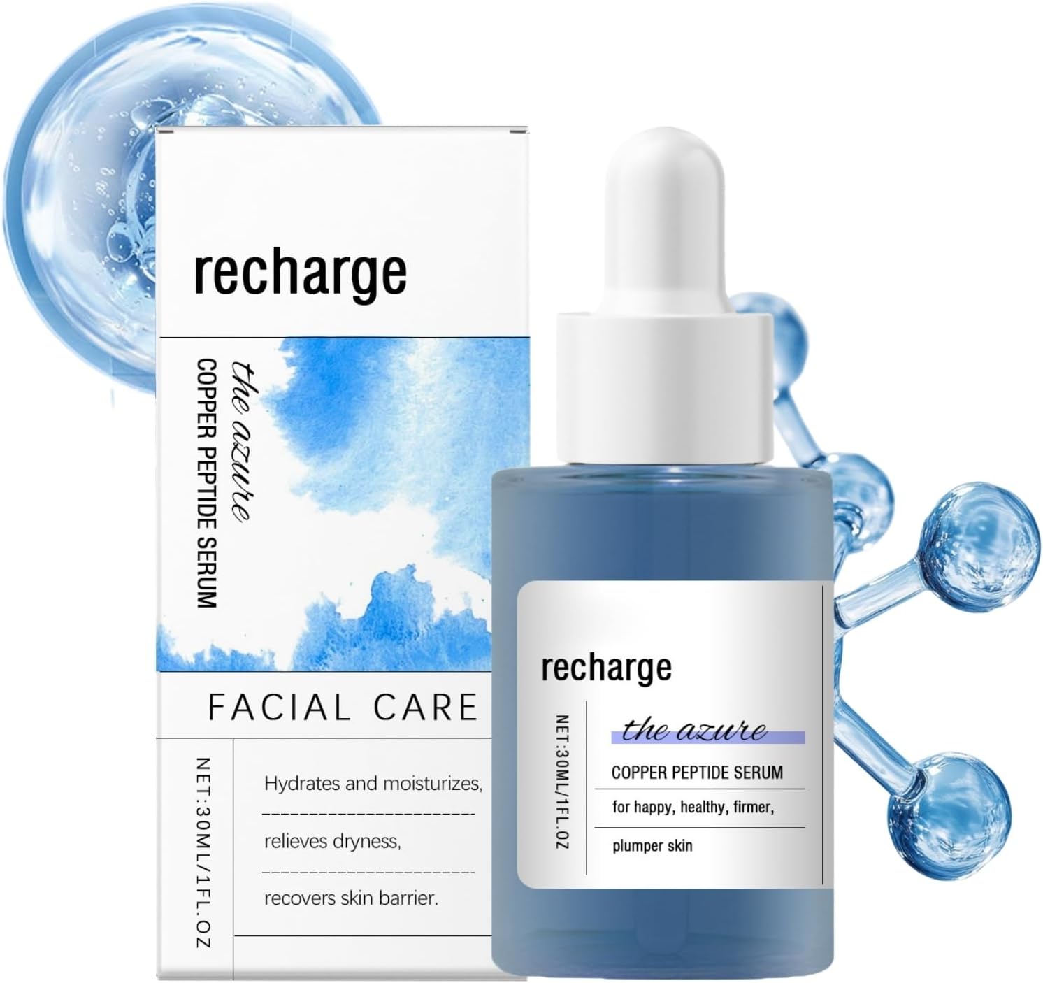 Copper Peptide Hydrating Face Serum – Anti-Aging Copper Peptide Serum with Copper Peptides&Hyaluronic Acid – Pep-tides Serums for Face – Fa-ce Care Pep-tide Moisturiser Serums Fa-ce for All Skin Types