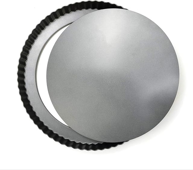 LUUFAN Non-stick Quiche Pan Tart Pan With Loose Bottom, Round Fluted Flan Tin (22cm/8.6inch)