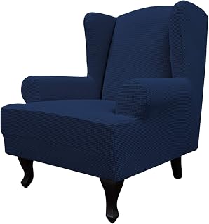 Easy-Going Stretch Large Wingback Chair Sofa Slipcover Navy