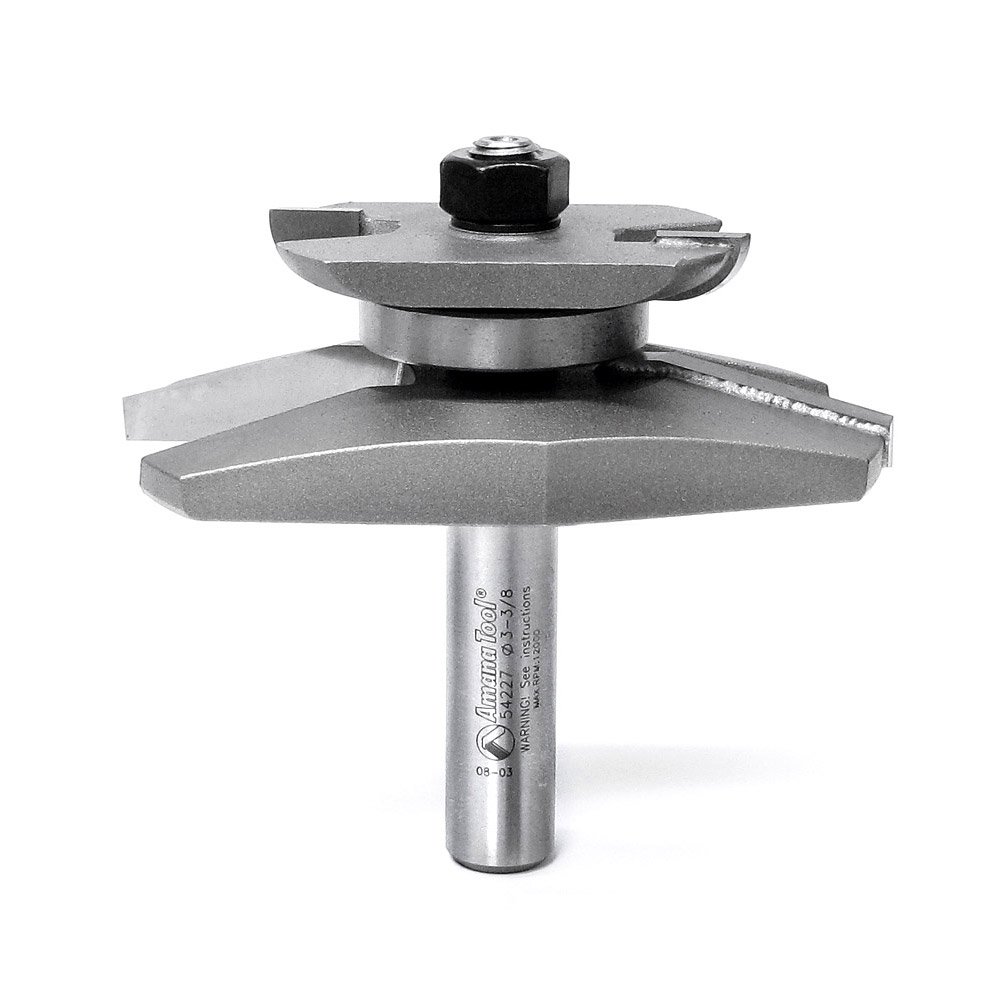 Amana Tool 54227 Fraise à défoncer traditionnelle à 2 cannelures pour panneau surélevé 9,5 cm de diamètre par tige de 1,27 cm avec fraise arrière