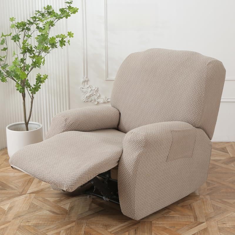 Konsilsa Stretch Recliner Chair Covers for Reclining Chair，Recliner Sofa Cover Stretch Reclining Chair Cover for Home Living Room Lazy Boy Relaxing Armchair Cover (Color : Black)