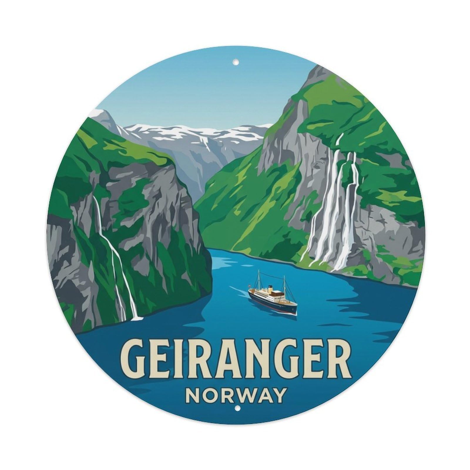 Galvaxio Style Norway Vintage Travel Geiranger Metal Tin Sign