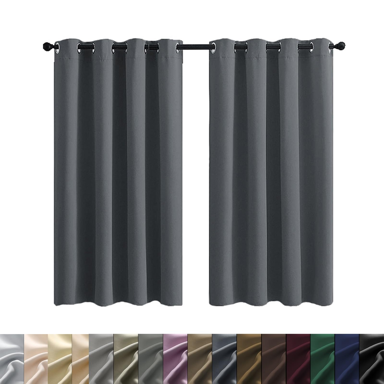 Rideau occultant 100x230 isolant thermique phonique à oeillets gris foncé