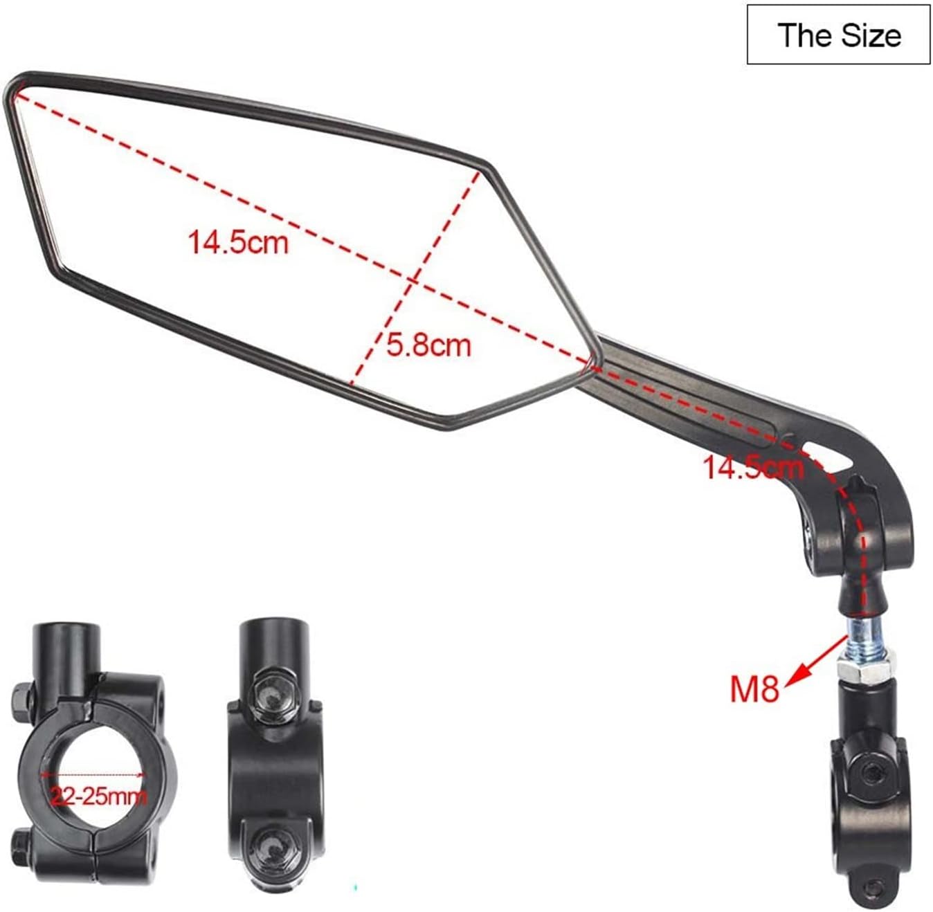 Rearview Mirror Bike Rear View Mirror Reflector Adjustable Rotatable Handlebar Mirror Clear Rearview Cycling Bicycle 360 Degree Rotatable Mirror Bar End Mirror (Color : Left Mirror)
