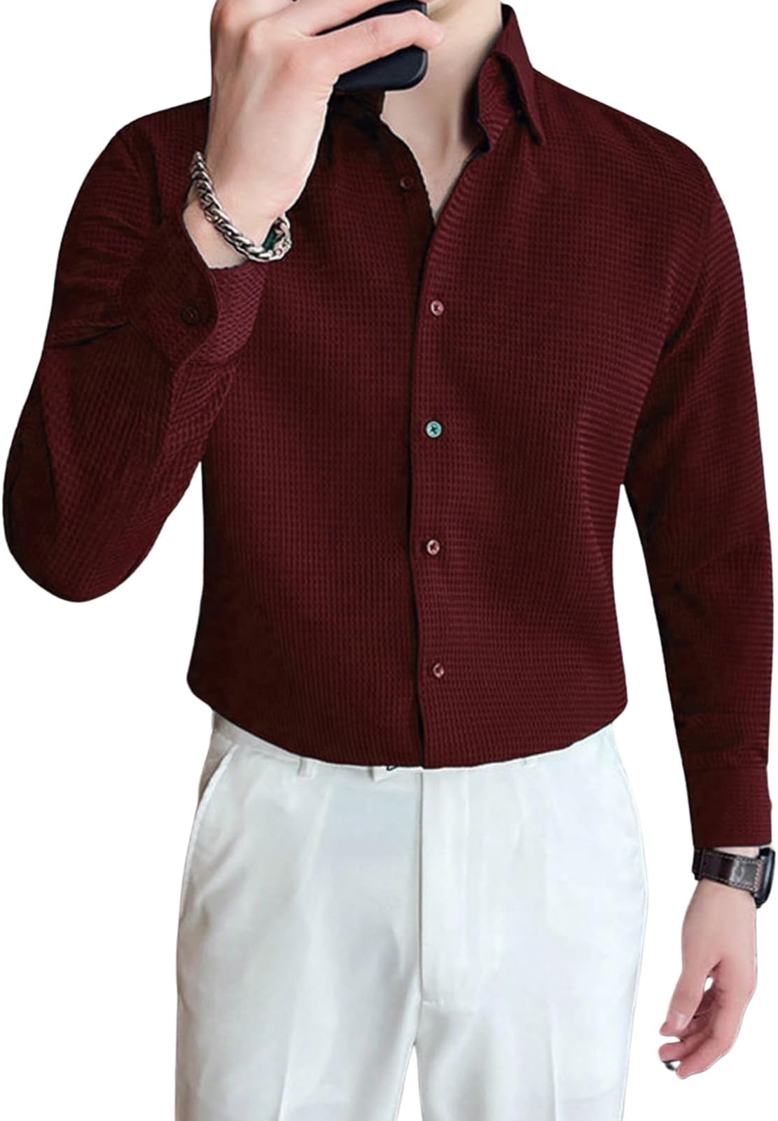 Men Solid Regular Fit Casual Shirt