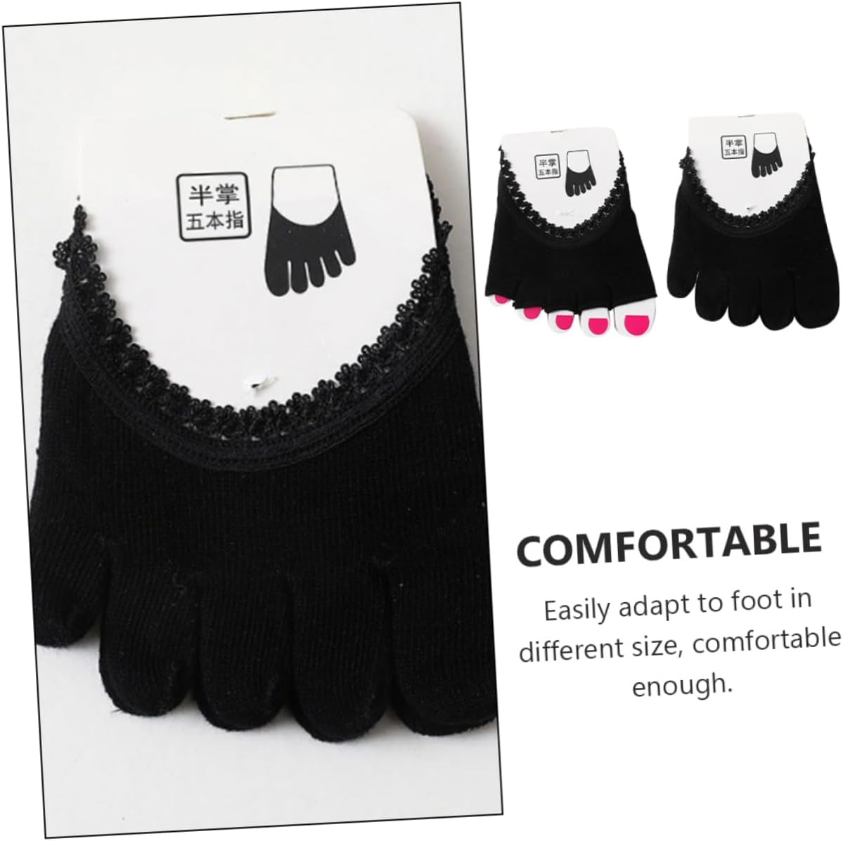 GALPADA 6pairs Lace Five-finger Socks for Women Comfortable Invisible Forefoot Half Palm Design for High Heels Open Toe Full Toe