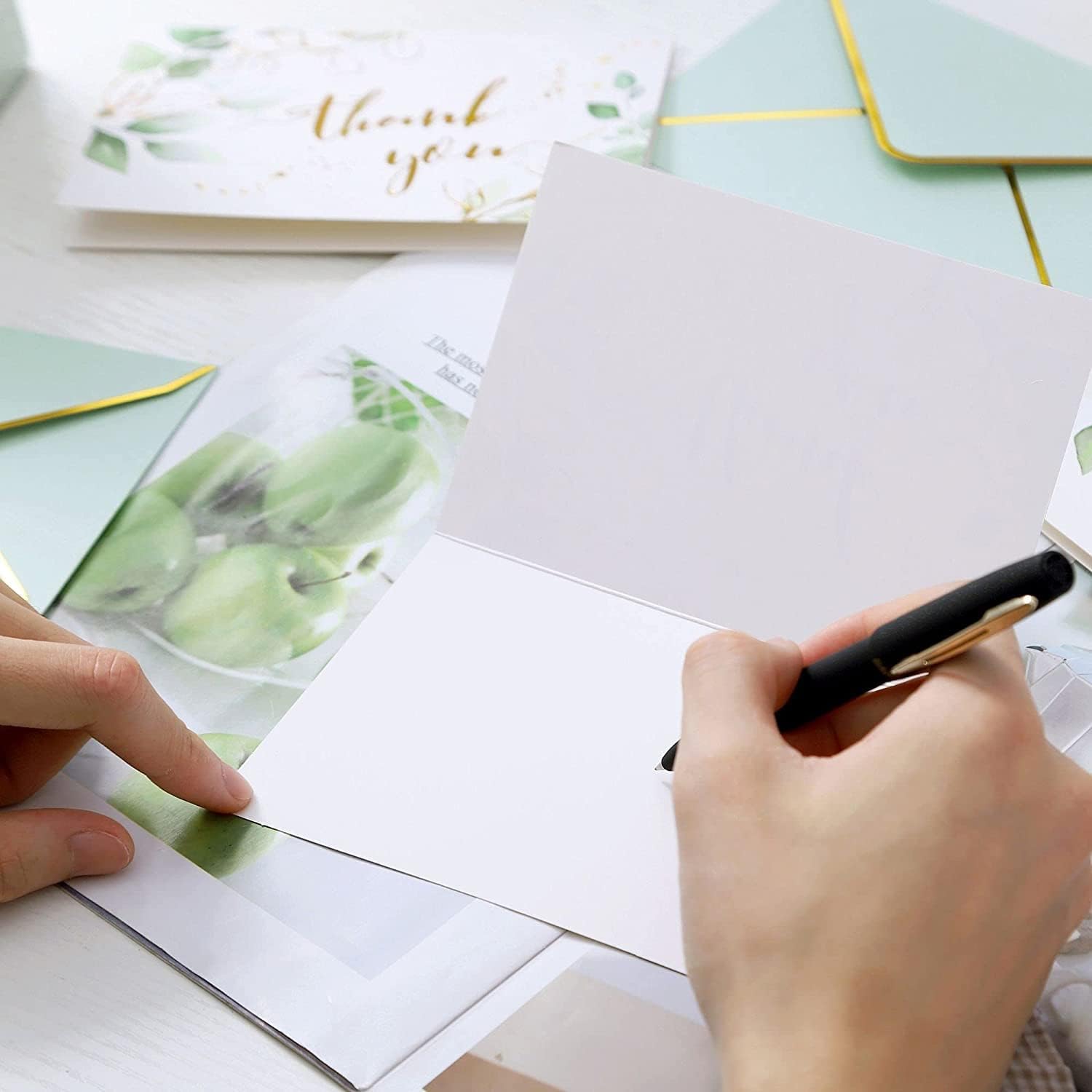 Winoo Design Heavy Duty Green Thank You Cards with Envelopes Greenery - 36 PK - 4x6 Inches Wedding Thank You Cards Baby Shower Thank You Notes for Bridal Shower Business Birthday - Image 6