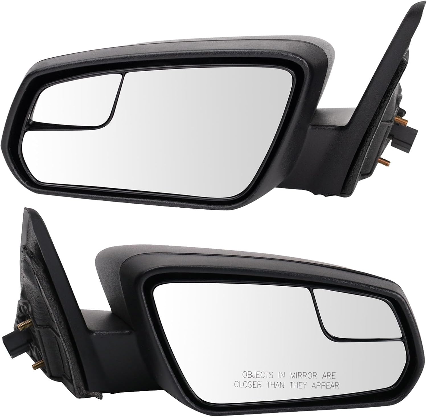 Power Side Mirror Set with Spotter Glass Textured Black Driver & Passenger Side Compatible with 2013-2014 Ford Mustang FO1320451 FO1321451