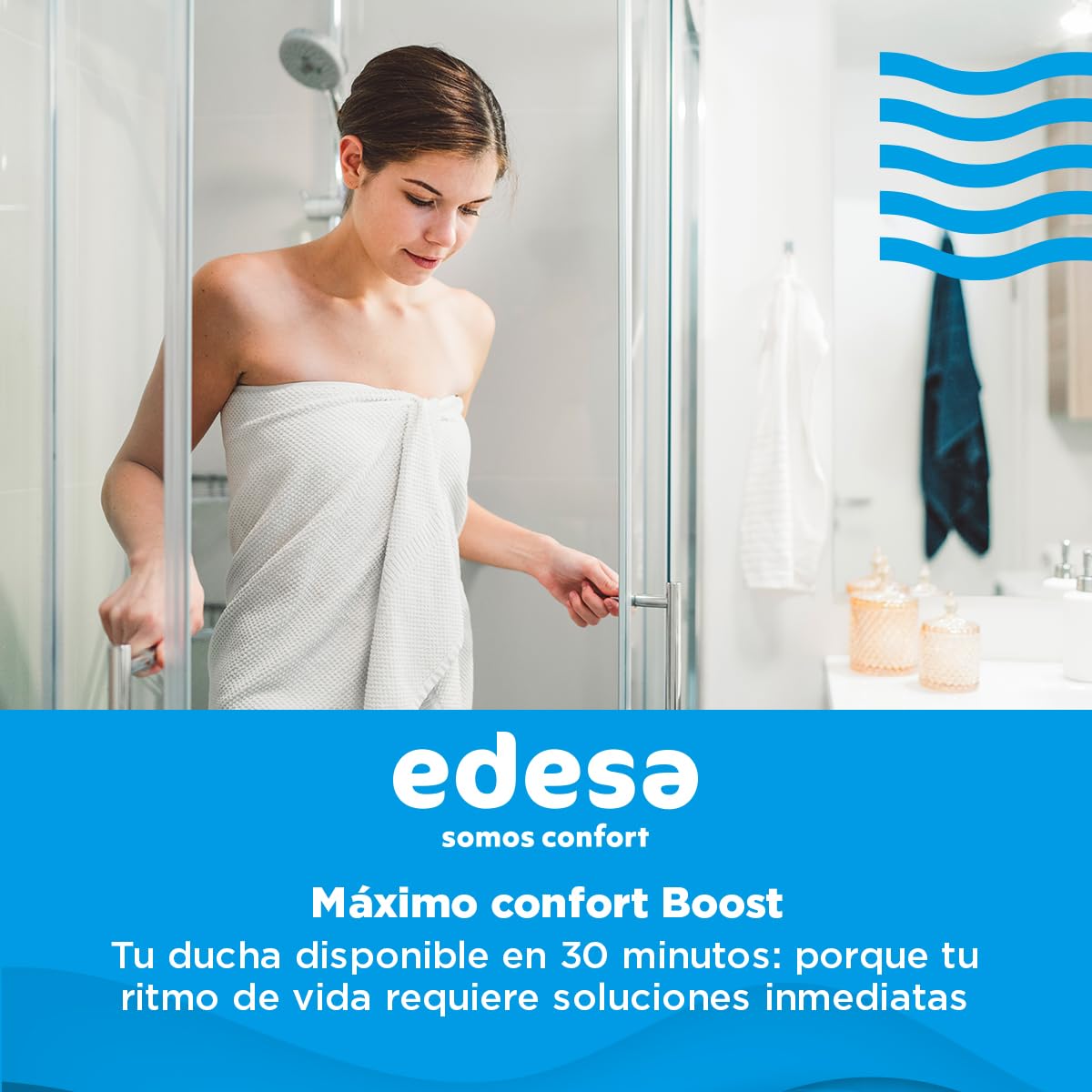 Edesa Digital 80L - Termo Eléctrico 80 Litros Vertical, Calentador de Agua con Pantalla Digital, Función Smart, 86,0 x 43,3 x 45,1 cm, Color Blanco, Eficiencia Energética B [Rango (A+/F)]