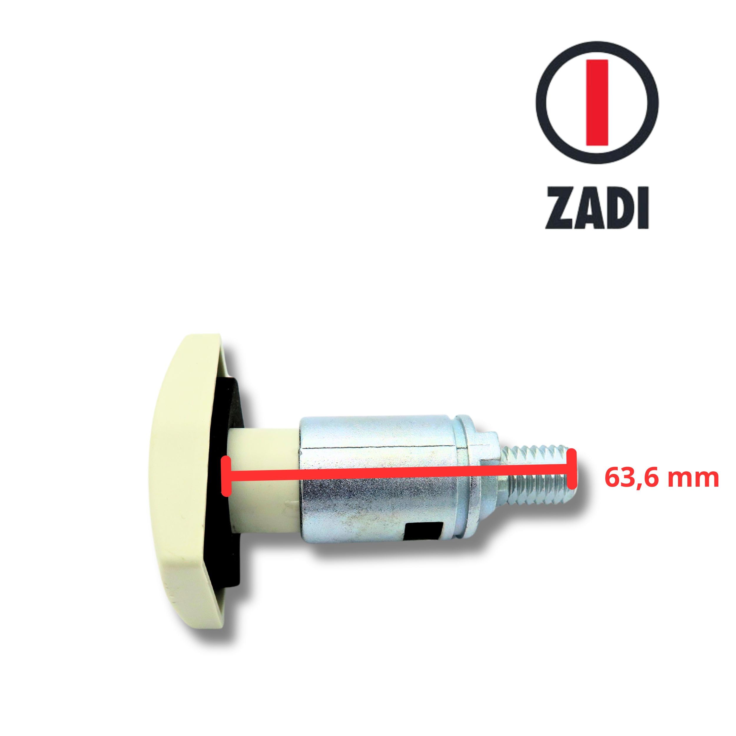Serratura Zadi per Camper, Roulotte e Portellone - Serratura a Pressione (Push) per Gavone e Sportello Gas - 45 mm Profondità di Incasso - Bianco con Cilindro Zadi e 2 Chiavi Incluse