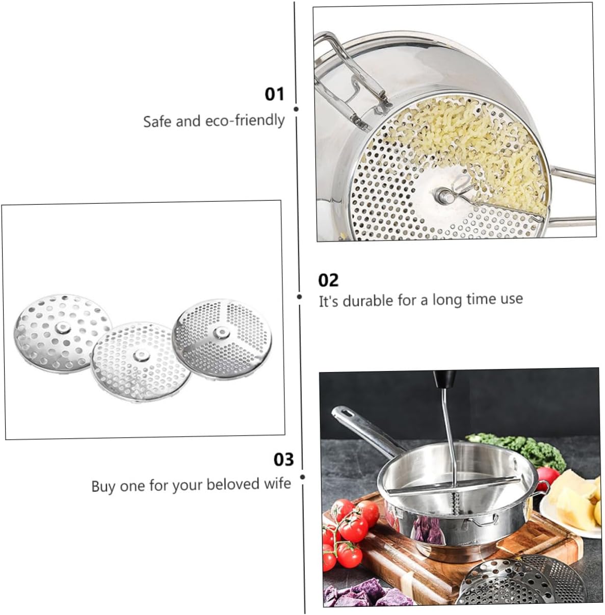 Stainless Steel Food Blender for Vegetables and Fruits Multi-functional Cooking Tool for Home and Kitchen with Comfortable Grip and Professional Design