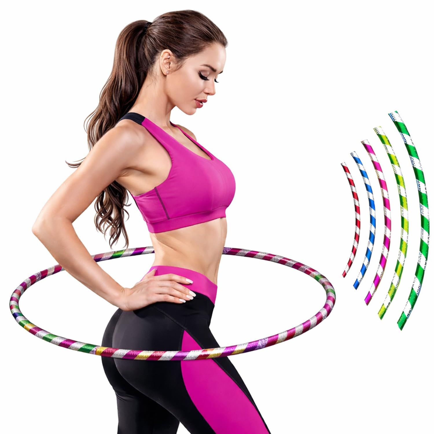 Exercise & Games Hula Hoop Ring - Adult & Kids Multicolour Hoola Hoops | Smart Light Weighted Equipment for Gym, Workout, Pet Training | Fitness Hula-Hoop for Lose Weight (Pack of 6, Large)