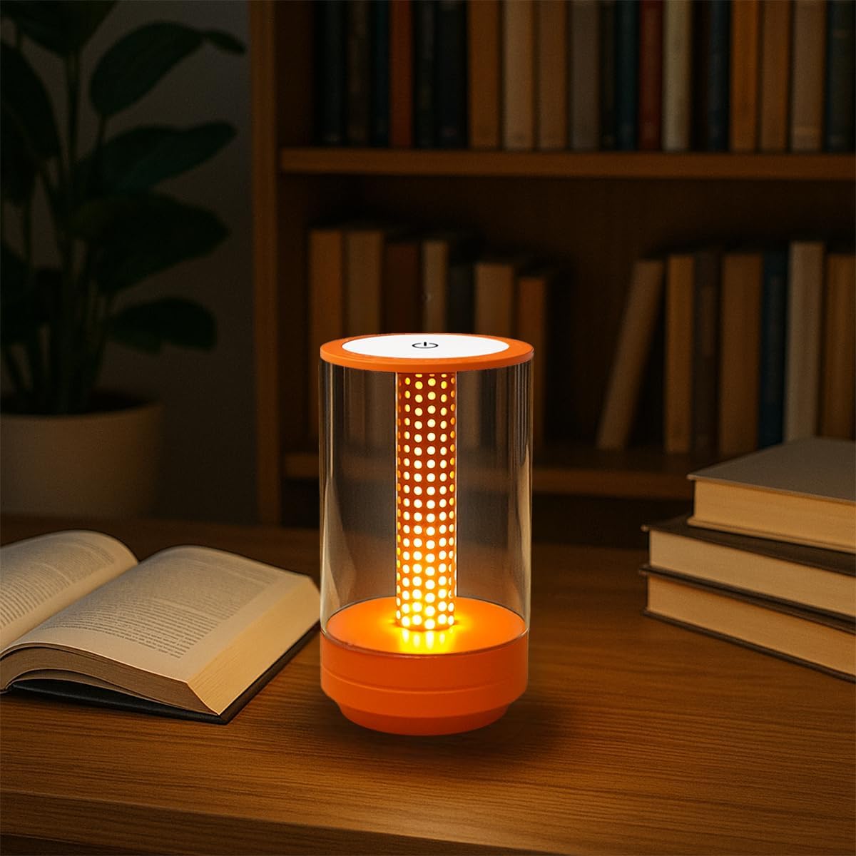 Rechargeable LED Portable Table Lamp, Battery Operated Cordless Candle Lamp with 2000mAh,3-Color Touch Dimmable,LED Candle Light for Bedroom, Outdoor & Home Decor(Orange)