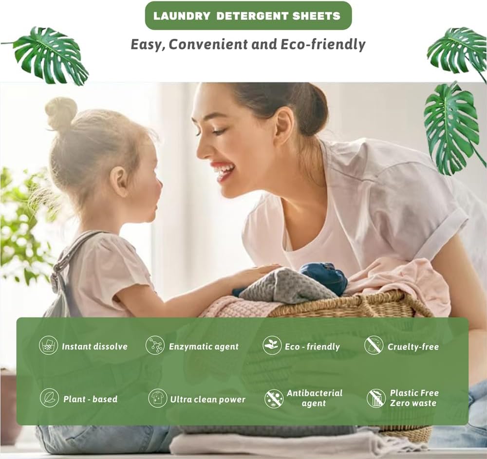 6 Family Packs 432 Loads 216 Sheets Perfeclean Laundry Detergent Sheets Fresh Scent, Liquidless Laundry Detergent Sheets for Home Dorm Travel Camping Machine & Hand Washing Clean No Waste (6) image 2