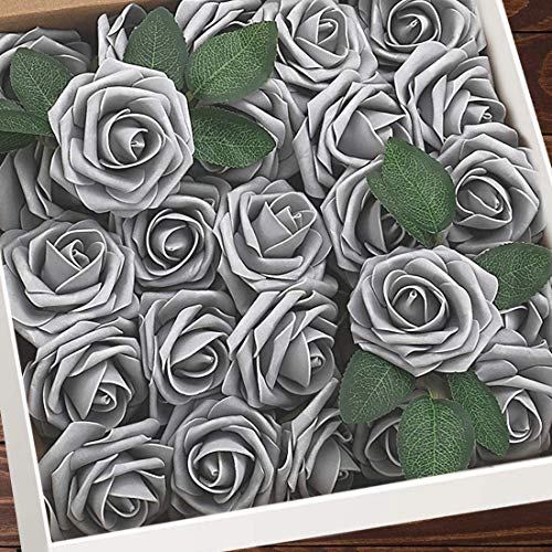 Higfra Artificial Flowers 25Pcs Real Looking Fake Roses With Stems For Diy Wedding Bouquets Baby Shower Centerpieces Floral Arrangements Party Tables Home Decorations #TOP7