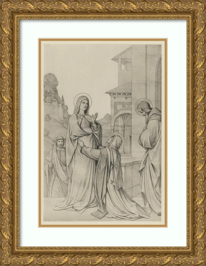 ArtDirect Eduard Von Steinle 13x18 Gold Ornate Frame and Double Matted Museum Art Print Titled - Suking on Mariae (Around 1900)