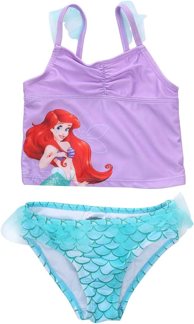 Toddler Girls Mermaid Sequined Swimsuit,Strap Tank Vest+Fish Scale Net Bottoms Shorts 2 Pcs Sun-wear Bikini Bathing Suit