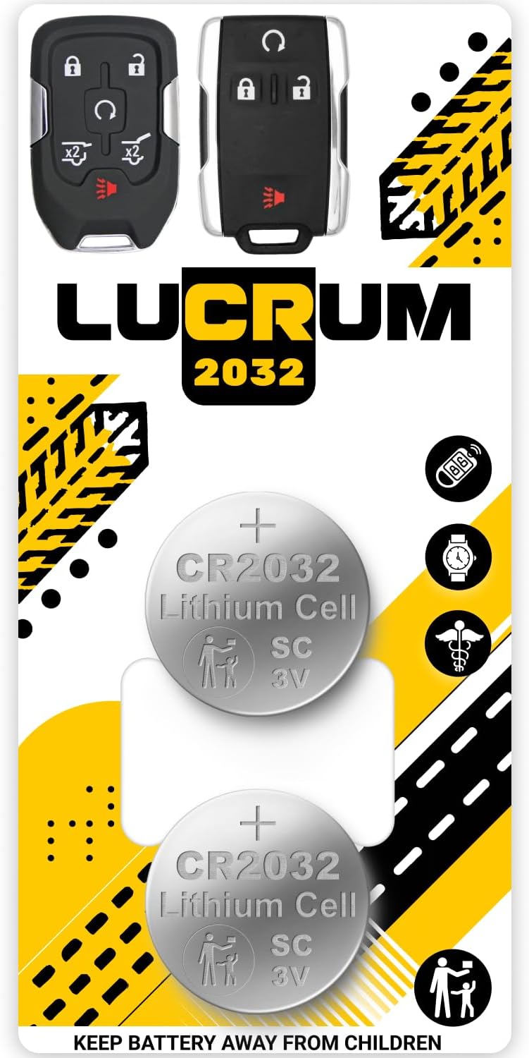 CR2032 Key Fob Battery Replacement For Chevy Camaro 2010-2023 - 2 Pack