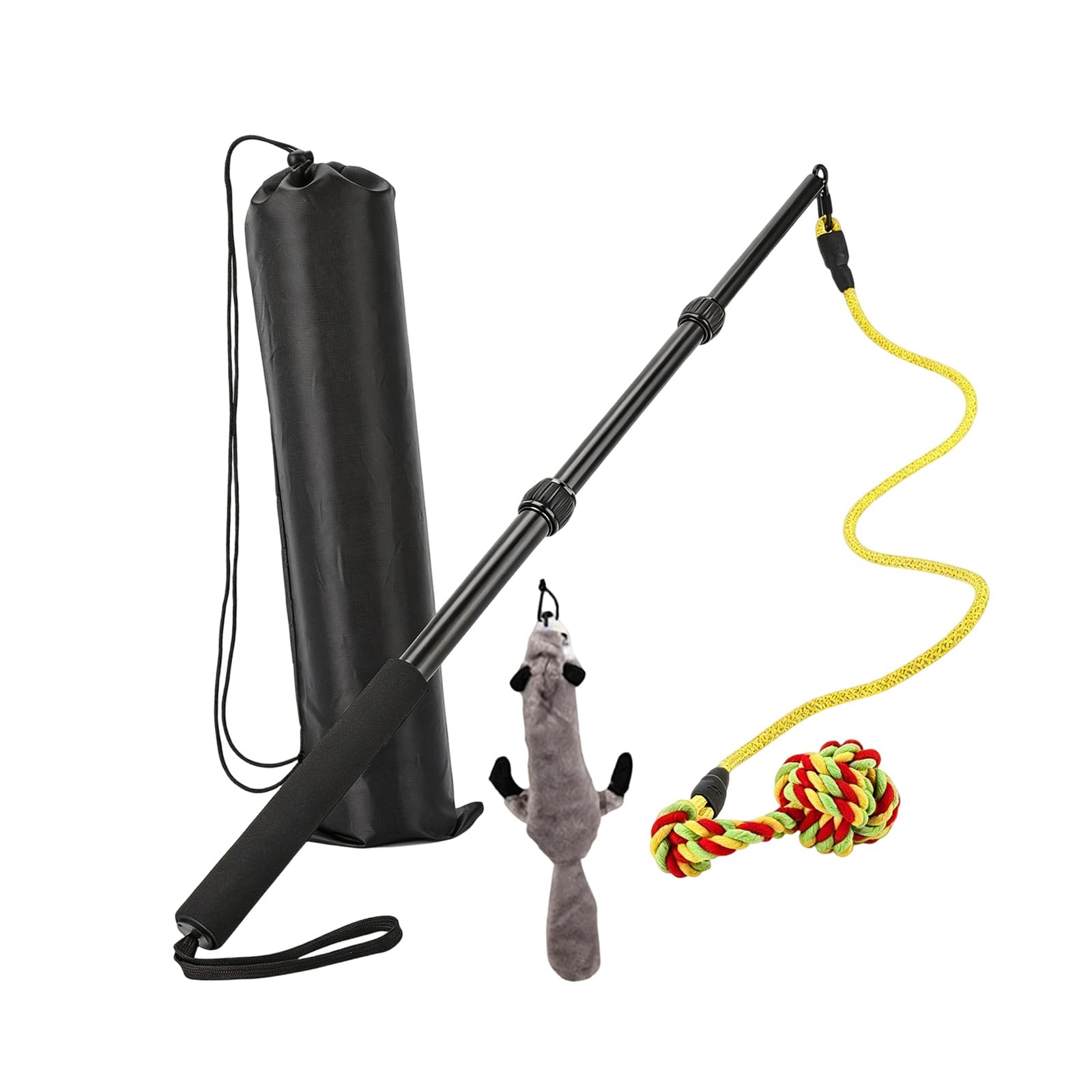Corda interattiva per animali domestici, design retrattile, in alluminio, include giocattolo in corda di cotone e palla per cani e gatti, set di palline da masticare per cani e gatti